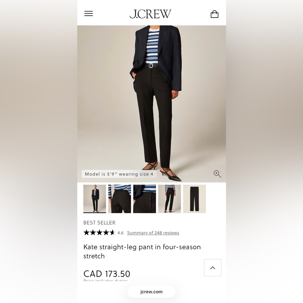 J.Crew Elegant Black Trousers
